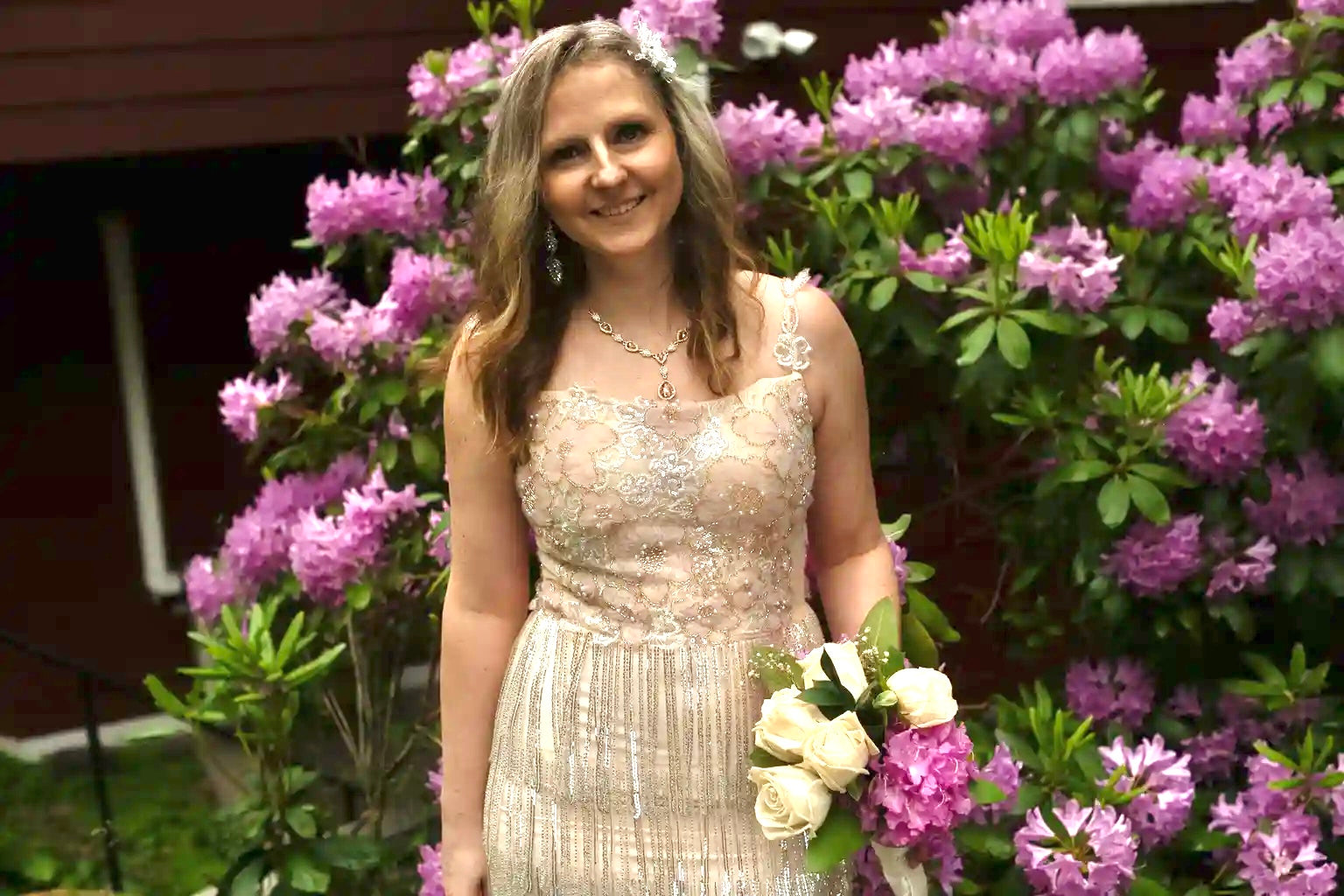 2: Pink boho beaded gown